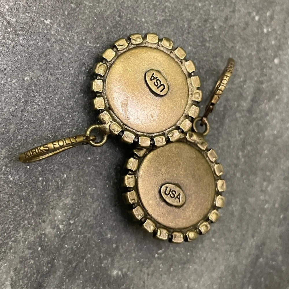 Kirks Folly Blue Moon Earrings with Green Accents